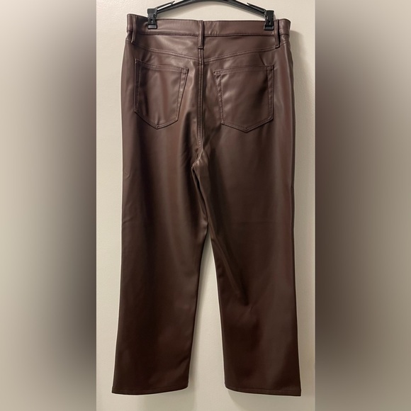 LOFT Chocolate Brown Faux Leather 5-Pocket Pants - Picture 3 of 4